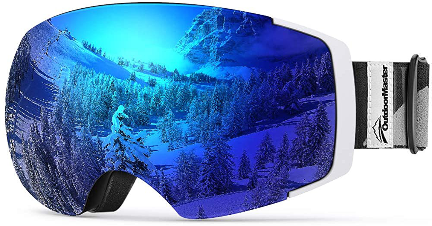 Outdoormaster Ski Goggles PRO - Frameless, Interchangeable Lens 100% UV400 Protection Snow Goggles for Men & Women