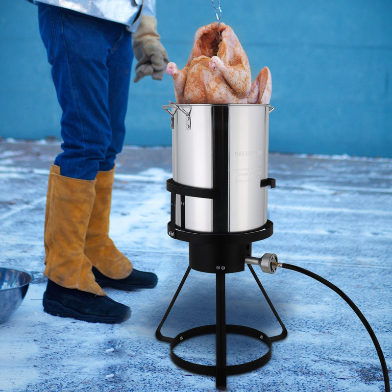 Outdoor Propane Fryer Aluminum Frying/Boiling Turkey Fryer Pot 30QT