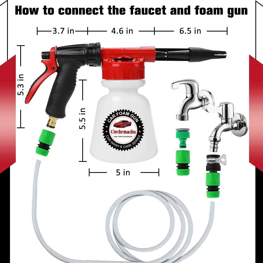 Foam Gun Car Wash Foam Sprayer Soap Foam Blaster, Adjustable Ratio Dial Foam Cannon for Cleaning with Quick Connector to Any Garden Hose (with Wash