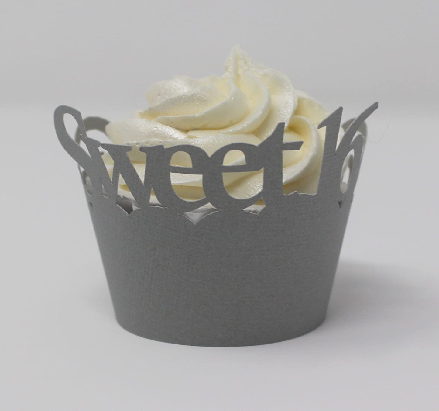 All About Details Sweet 16 Cupcake Wrappers, Set of 12 (Gray)