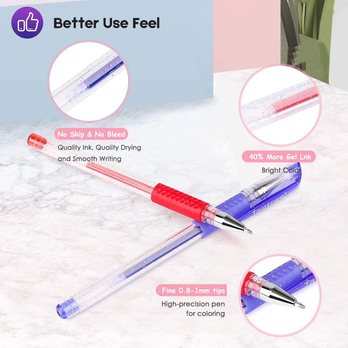 Glitter Gel Pens, 32-Color Neon Glitter Pens Fine Tip Art Markers Set –