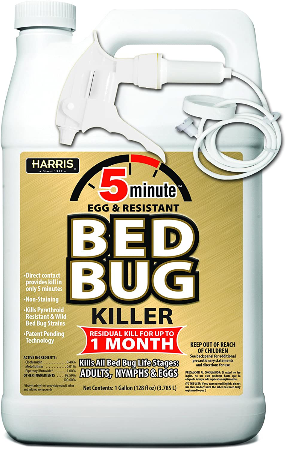 HARRIS 5 Minute Bed Bug Killer with Odorless and Non-Staining Formula, 128 oz