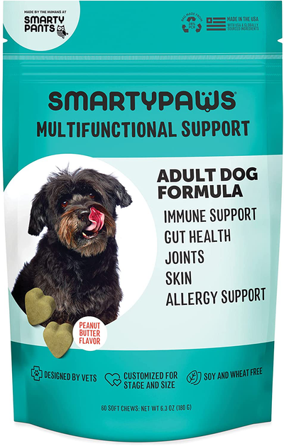 SMARTYPAWS Dog Vitamin and Supplement: Glucosamine, Probiotics for Gut Health & Immune Support Omega 3 Fish Oil, Chondroitin, MSM