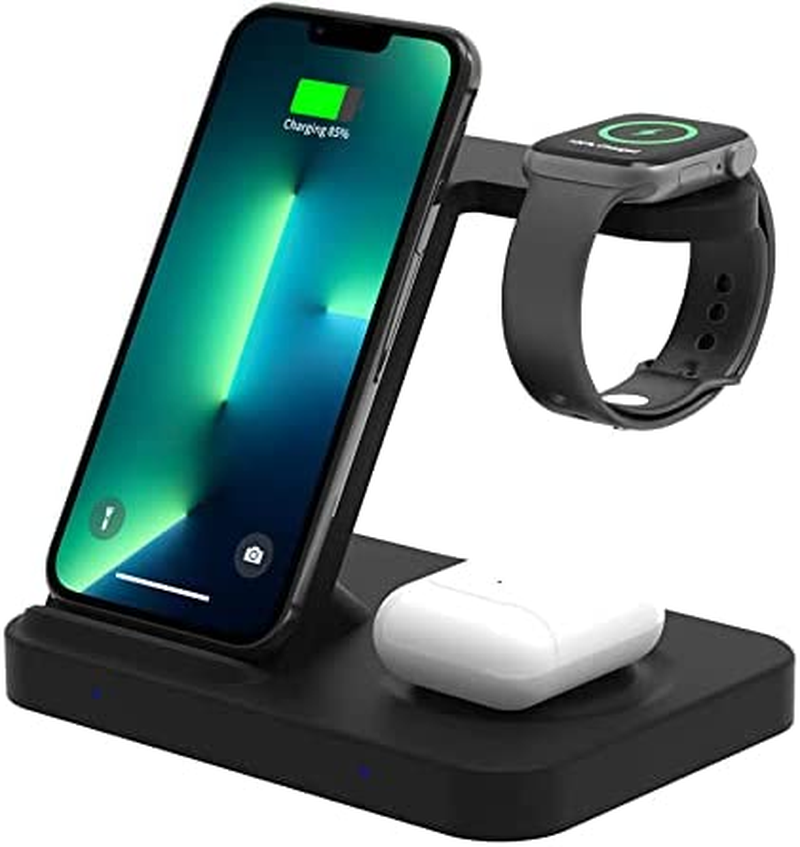 3 in 1 Wireless Charging Station,15W Fast Charging Stand for Iphone 13/12/11/Pro/Pro Max/Xr/Xs/X/8 Plus,Iwatch SE 6 5 4 3 2,Airpods,Samsung Galaxy Phone