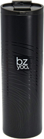 bzyoo Brew 18/8 Stainless Vacuum Drinking BPA-Free 16oz Coffee Mug Water Thermal Bottle with Leak Proof Design for Hike Camping Holiday New Year Gifts Wellness (Organica, Black)