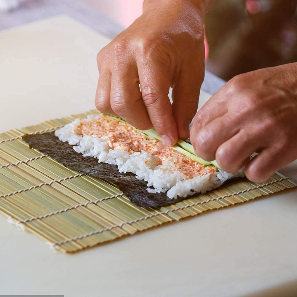 Sushi Making Kit for Beginners, Sushi Maker Kit, Bamboo Mat Sushi, Including 2 Sushi Rolling Mats, 5 Pairs of Chopsticks, 1 Wooden Spoon, 1 Sushi Knife, 1 Sushi Bowls, Beginner Sushi Kit