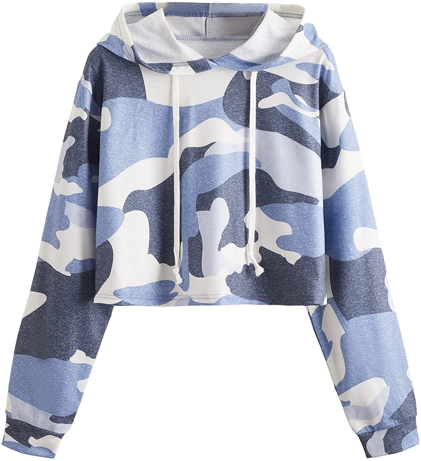 MakeMeChic Women's Camo Printed Long Sleeve Sweatshirt Crop Top Hoodies