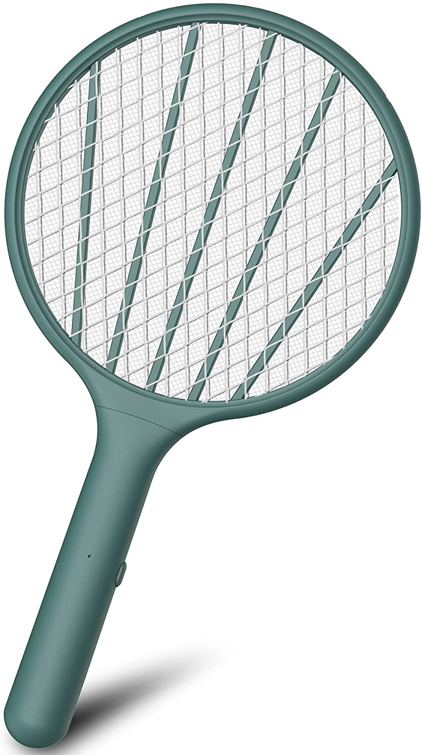 Bug Zapper Electric Fly Swatter Handheld 3000volt Mosquito Fly Killer and Bug Zapper Racket for Indoor and Outdoor Pest Control (Blackish Green)