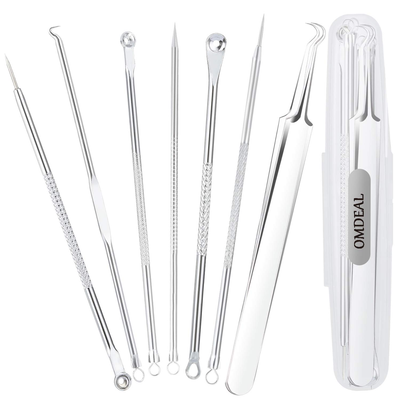7PCS Blackhead Remover, Blackheads Extraction Removal Tool, Blemish Acne Pimple Extractor, Stainless Steel Removing Kit, Nose Face Clean Tools by OMDEAL