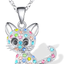 Lanqueen Kitty Cat Pendant Necklace Jewelry for Women Girls Cat Lover Gifts Daughter Loved Necklace 18+2.4 Inch Chain