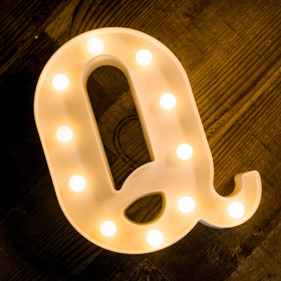 Foaky LED Letter Lights Sign Light Up Letters Sign for Night Light Wedding/Birthday Party Battery Powered Christmas Lamp Home Bar Decoration(Q)