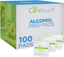 Alcohol Wipes | Individually Wrapped Alcohol Prep Pads with 70% Isopropyl Alcohol, Great for Medical & First Aid Kits | Sterile, Antiseptic 2-Ply Alcohol Swabs - 100 Count