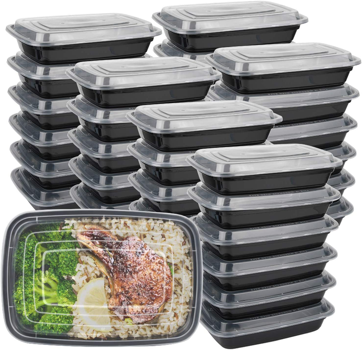IUMÉ 50-Pack Food Prep Container, 750ML/ 26 OZ Microwavable Containers with Lids for Food Prepping, Disposable Plastic Boxes BPA Free Lunch Boxes- Stackable, Reusable Dishwasher Healthy