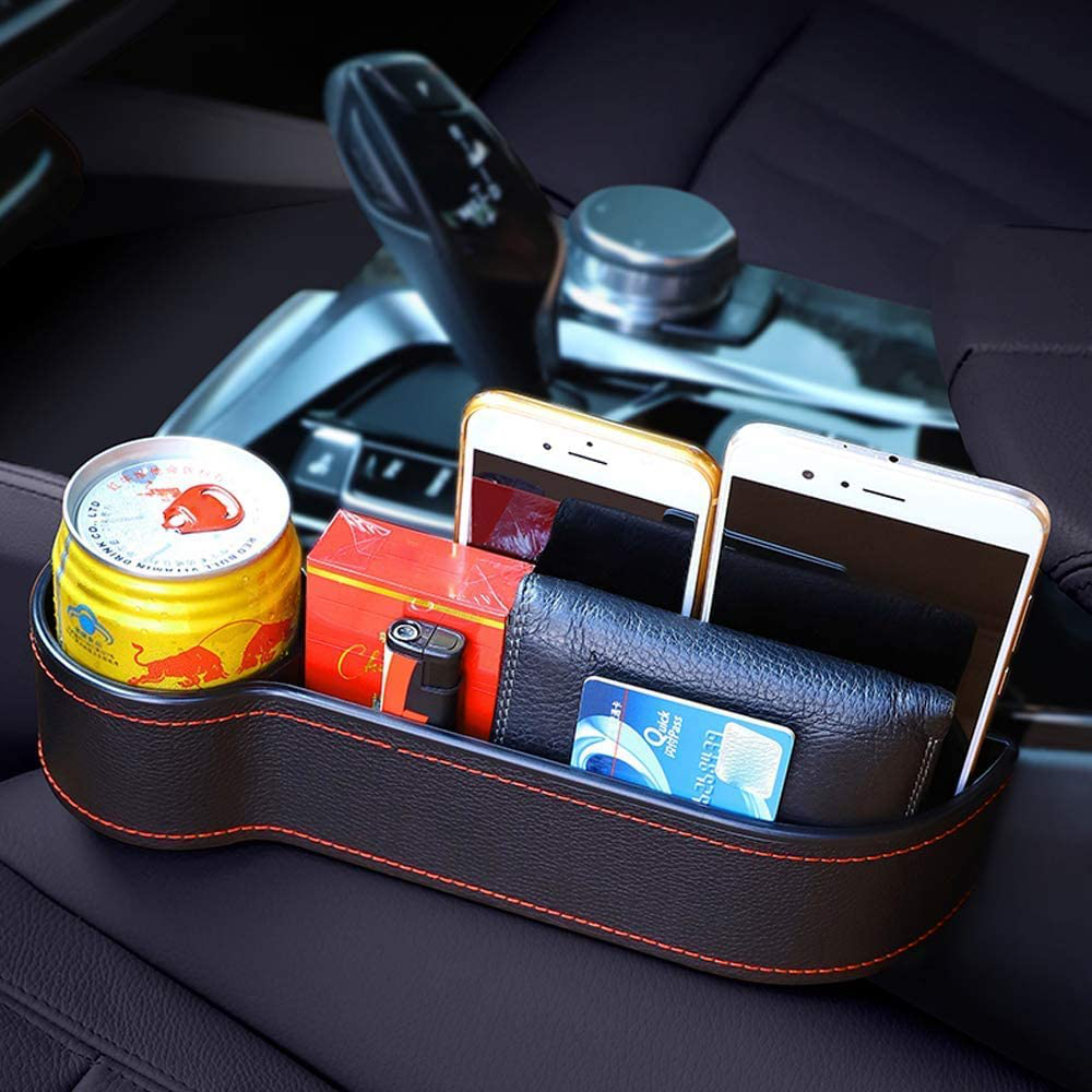 Car Seat Gap Filler Organizer, Automotive Front Seat Storage with Cup Holder, Auto Console Side Extra Storage Boxes