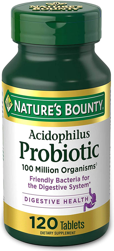 Nature’S Bounty Acidophilus Probiotic, Daily Probiotic Supplement, Supports Digestive Health, 1 Pack, 120 Tablets