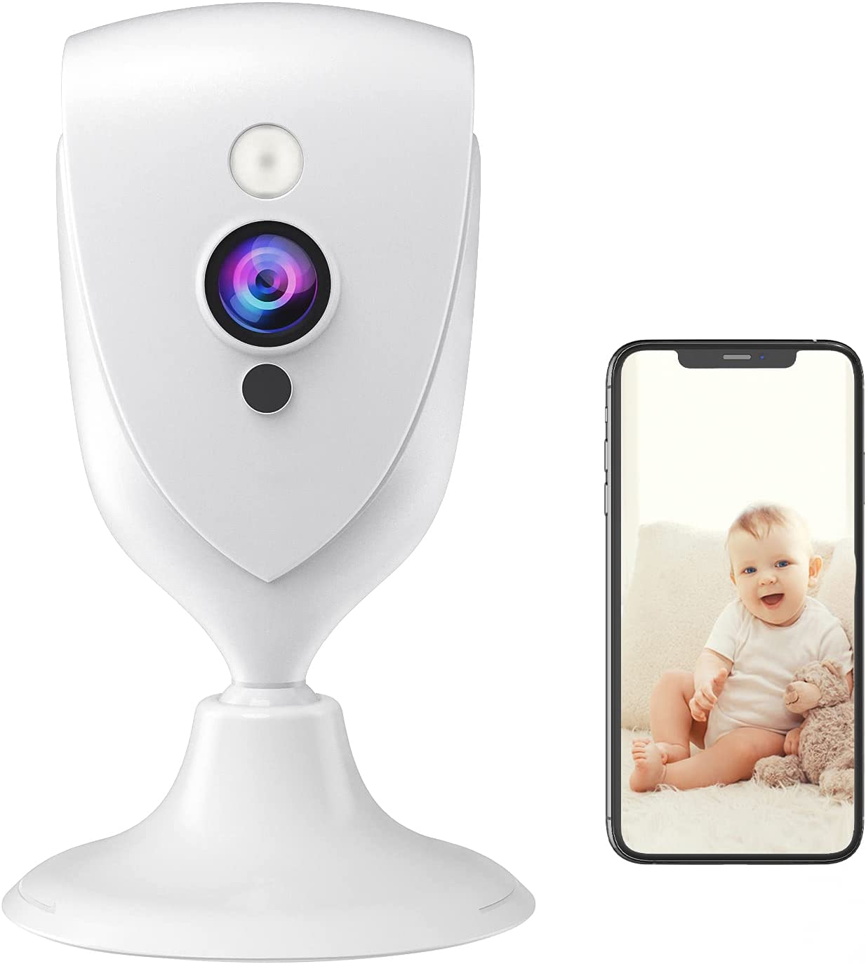 Pet Camera,1080P Mini Baby Monitor with Camera and Audio,Night Vision, 2-Way Audio,Motion Alarm for Home Security Camera,Watch Live Streaming Video Anywhere,Cloud Storage,Work with 2.4G Wifi