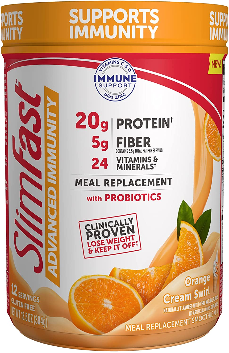 Slimfast Advanced Nutrition High Protein Meal Replacement Smoothie Mix, Vanilla Cream, Weight Loss Powder, 20G of Protein, 12 Servings