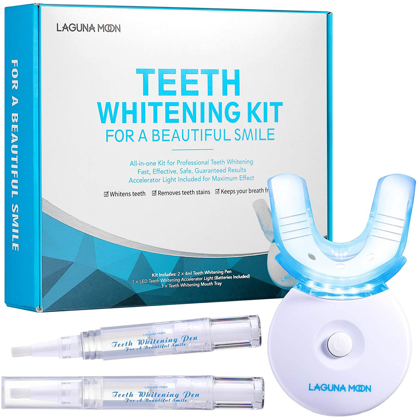 Teeth Whitening Kit with LED Light, 35% Urea Peroxide Teeth Whitening Gel, Mouth Tray, Wireless Teeth Whitening LED Light Helps Remove Stains from Coffee, Wine, Tea, No Sensitivity