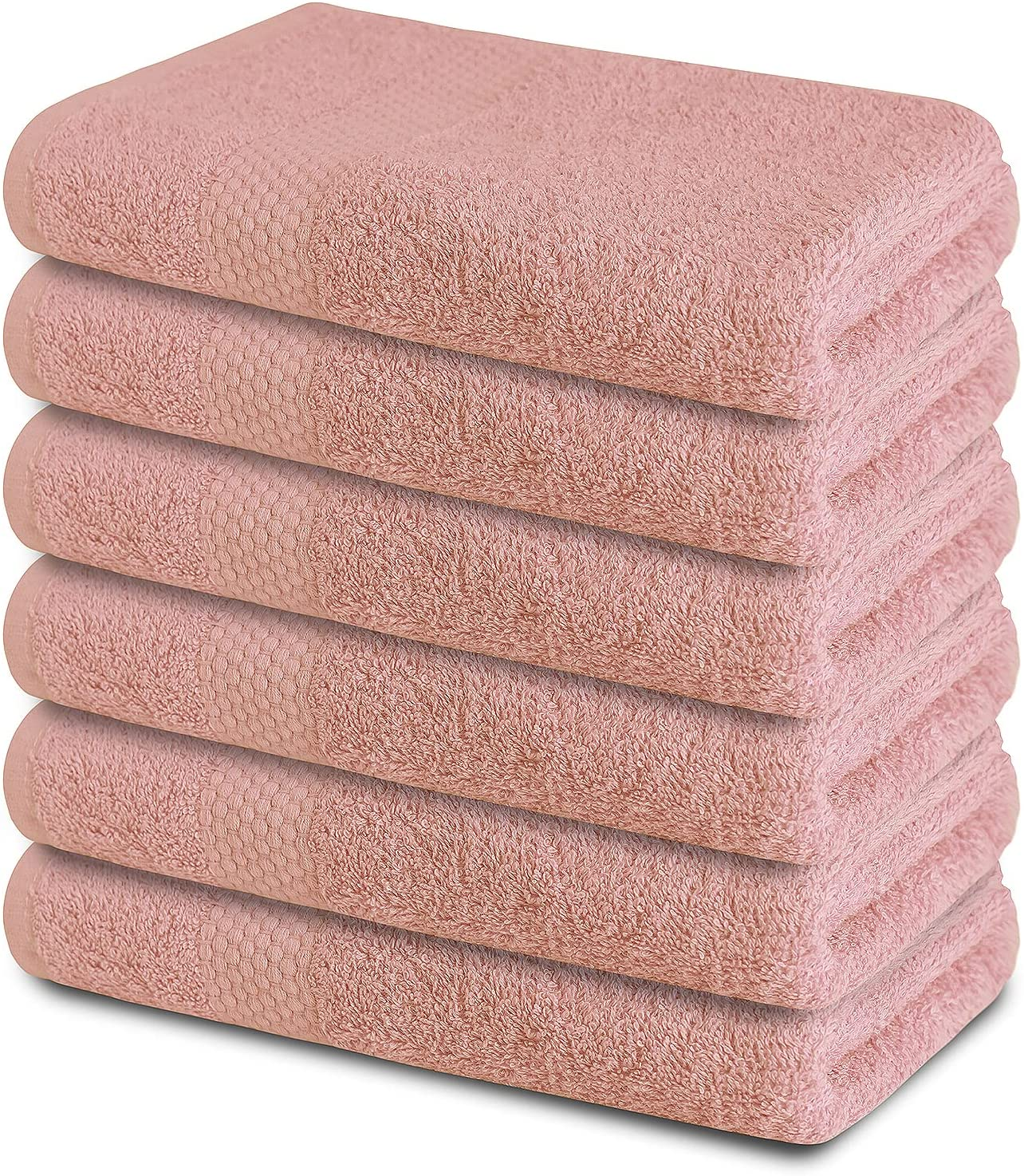 Bath Towels 22 X 44 Inches - Set of 6 Ultra Soft 100% Combed Cotton Pink Towels - Highly Absorbent Daily Usage Bath Towel Set Ideal for Pool, Home, Gym, Spa, Hotel - (Pink)