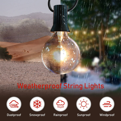 Outdoor String Lights 25ft Patio Lights with 27 G40 Bulbs (2 Spare) Connectable Globe String Lights for Party Tents Patio Gazebo Porch Deck Bistro Backyard Balcony Pergola Outside Decor…