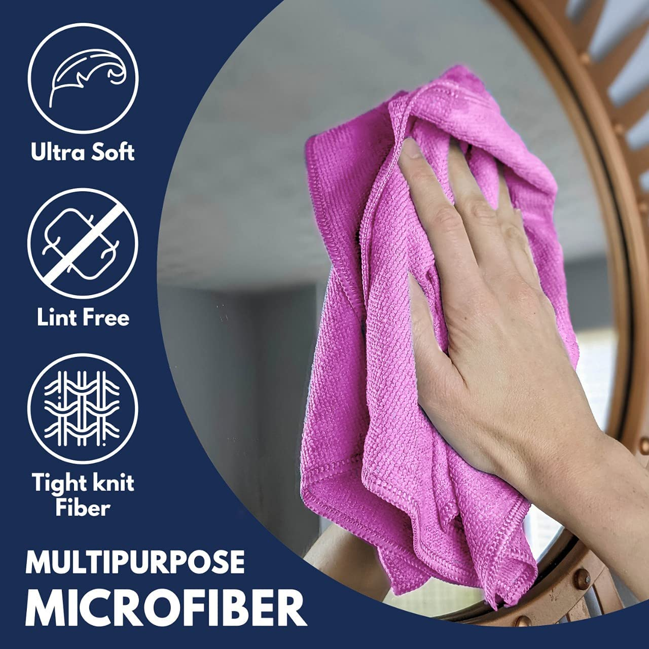 USANOOKS Microfiber Cleaning Cloth - 50 Pcs (12X12 In) - Cleaning Rags - Microfiber Towels for Cars - Softer and More Absorbent - Lint Free Cloth