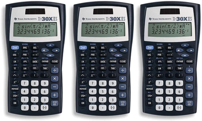 Texas Instruments TI-30X IIS 2-Line Scientific Calculator, Black with Blue Accents 3 Pack