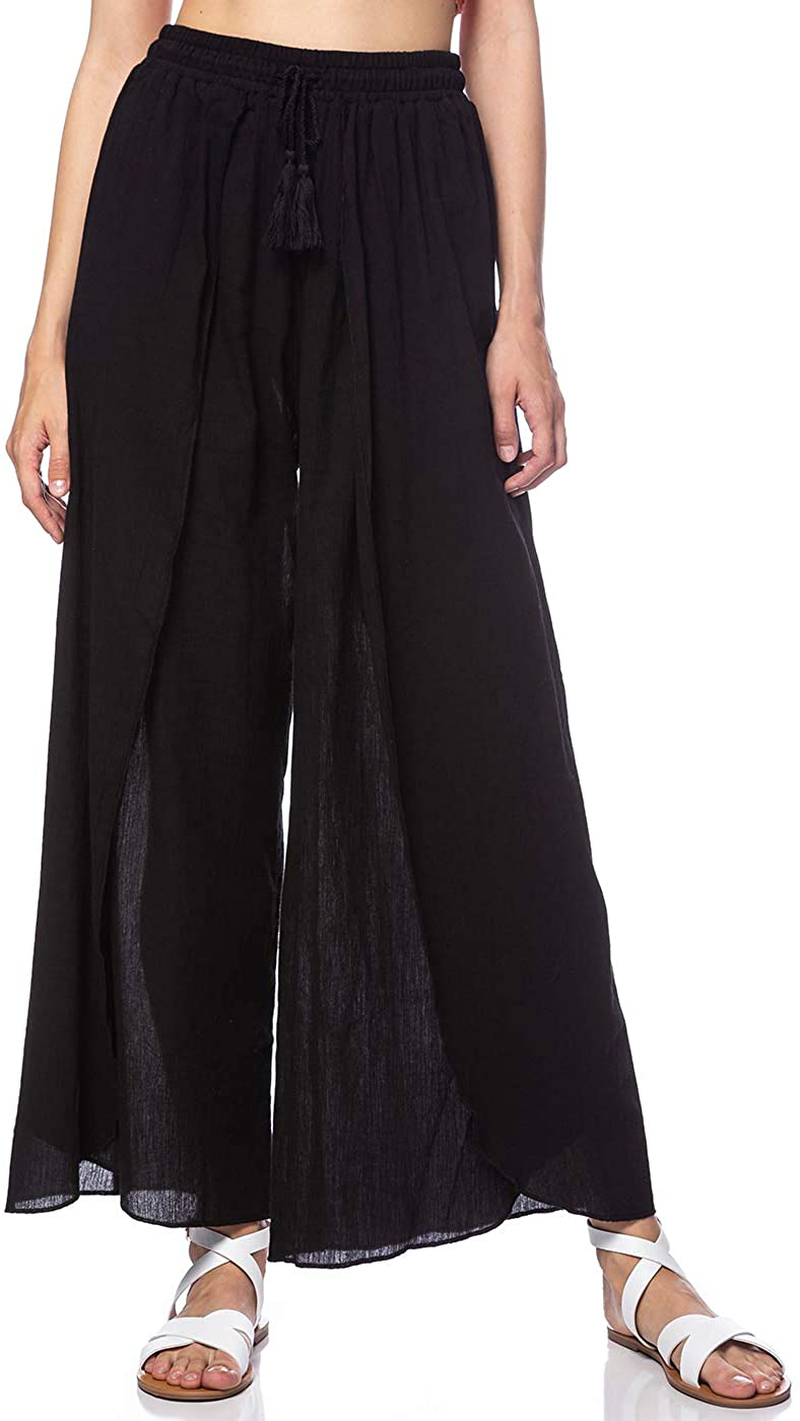 Anna-Kaci Women's Flowy Layered Wide Leg Palazzo High Waist Long Pants