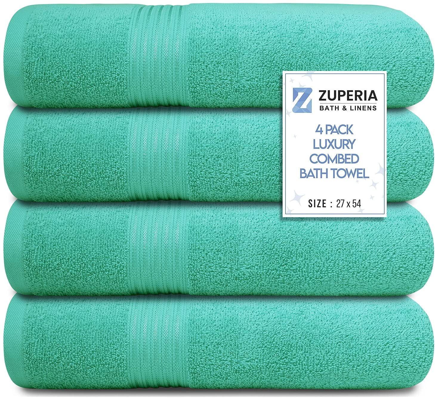 Bath Towels 27" X 54" Set of 4 Ultra Soft 600 GSM 100% Combed Cotton Large Towels for Bathroom, Highly Absorbent Daily Usage Bath Towel Set Ideal for Pool, Home, Gym, Spa, Hotel (Blue)