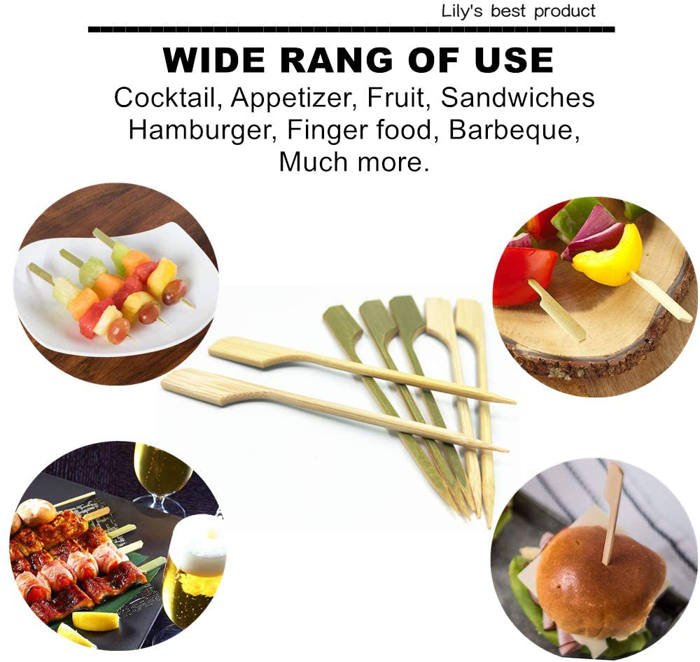 7 inch Bamboo wood wooden Paddle Picks Skewers for Cocktail，Fruit Kabobs，BBQ，Kitchen，Grilling，Barbeque Snacks.More Size Choices 3.5''/ 4.7''/ 7''/ 10'' (Pack of 100)