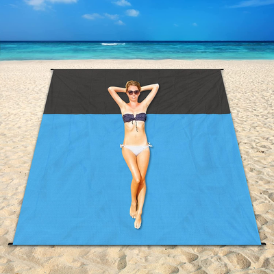 YEEPSYS Beach Blanket Picnic Blankets for 4-7 Adults, Oversized Lightweight Beach Mat, Portable Picnic Mat, Sand Proof Mat for Travel, Camping, Hiking, Packable W/Bag (79''×83'', Blue)