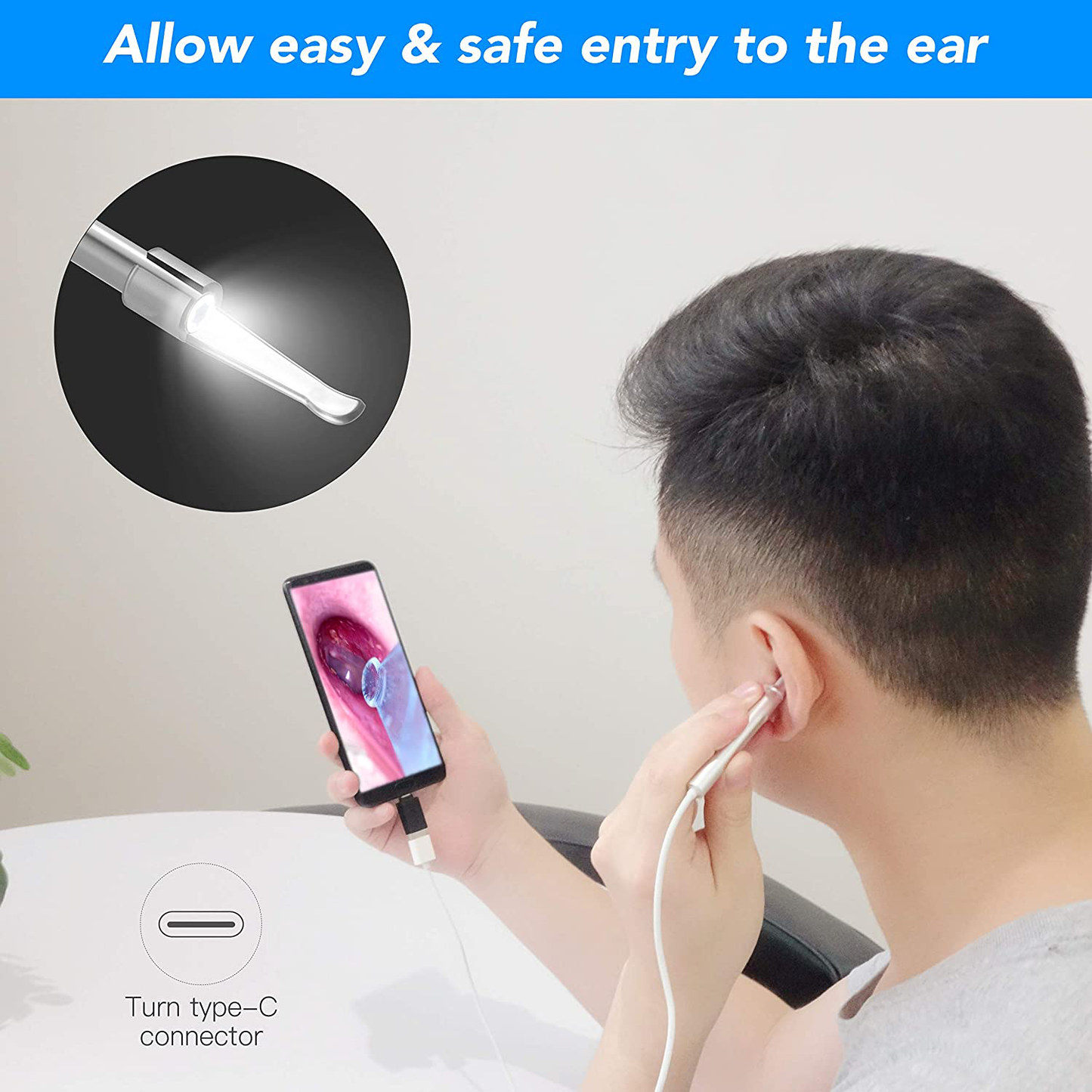 Anykit Ear Wax Removal Tool, HD Otoscope for Android and PC-NOT for iPhone/iPad, Ultra Clear View Ear Camera with Wax Remover, Ear Endoscope with LED Lights, Ear Cleaning Camera with Ear Spoon