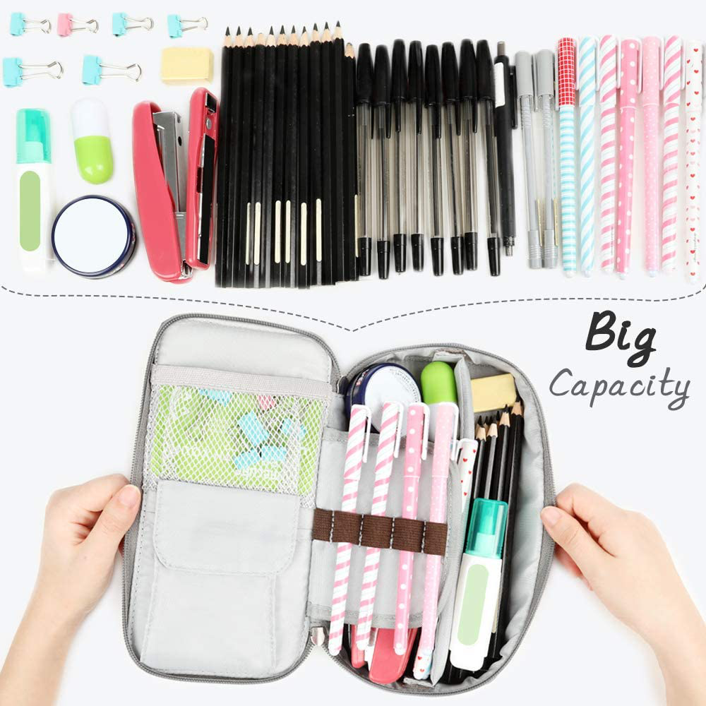 Homecube Big Capacity Pencil Case Pen Holder Pouch Marker Desk Organizer Bag with Zipper Large Storage College Middle School & Office Supplies Stationery