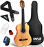 Beginner 30” Classical Acoustic Guitar - 1/4 Junior Size 6 String Linden Wood Guitar W/ Gig Bag, Tuner, Nylon Strings, Picks, Strap, for Beginners, Adults - Pyle PGACLS30