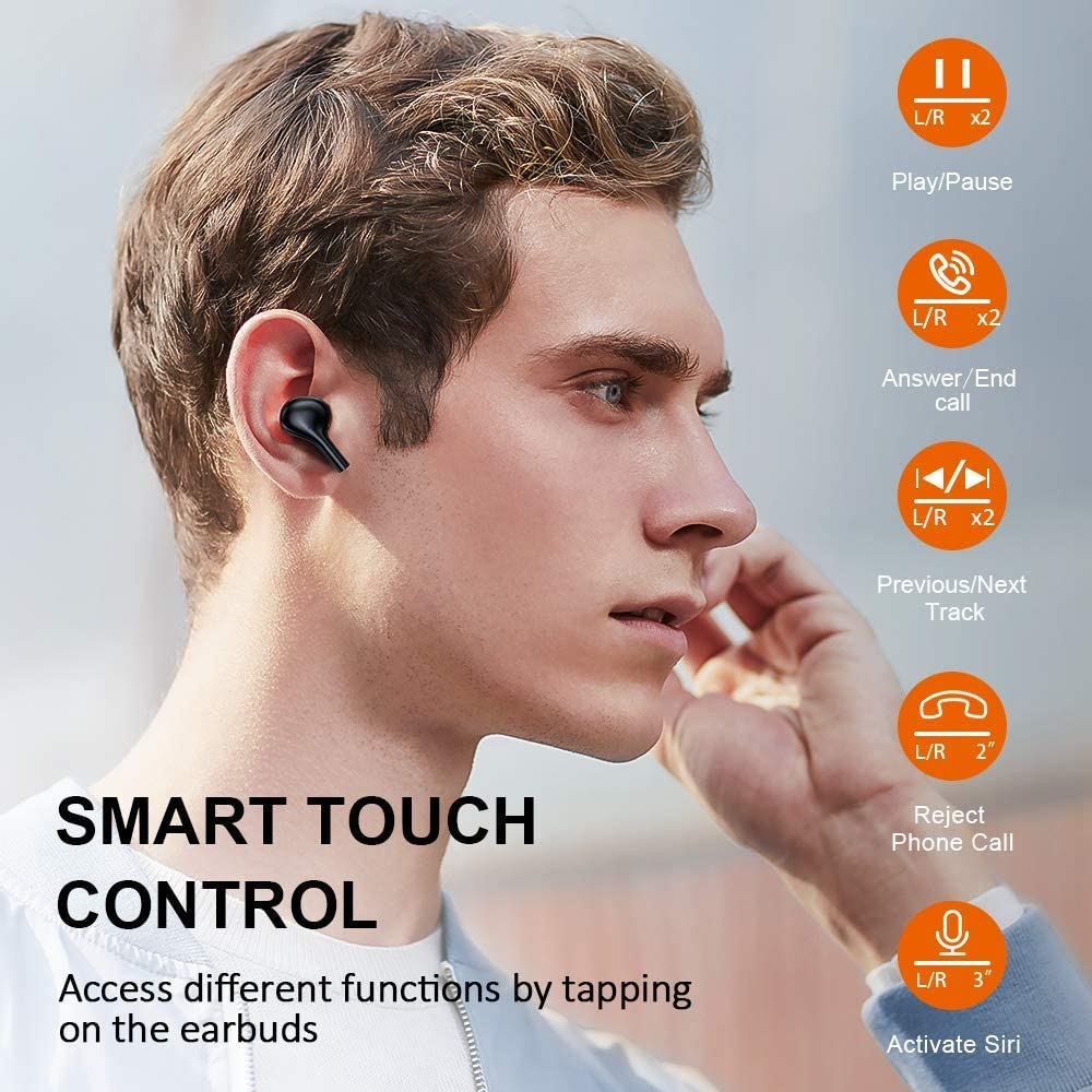 Wireless Earbud, Bluetooth Headphones 5.1 with Noise Cancellation, Hifi Stereo Sound Bluetooth Earbud, in Ear Headphones Wireless Charging, 30H Playtime, IPX7 Waterproof Earphones for Ios Android