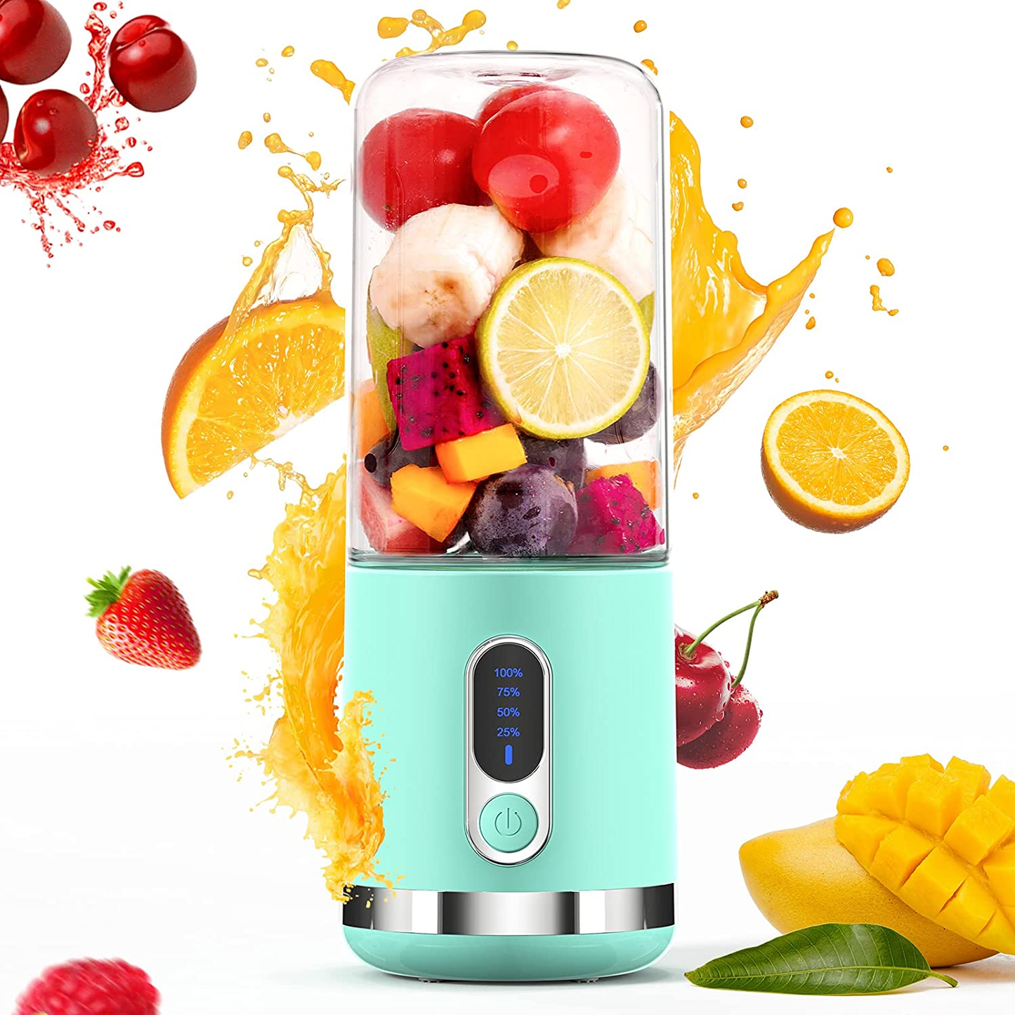 Togala Portable Blender, Smart LCD Display Personal Size Blender USB Rechargeable for Shakes and Smoothies, 15.2Oz Fruit Juice Mixer with Six Blades, Mini Blender to Go Sports,Travel, Office, Gym