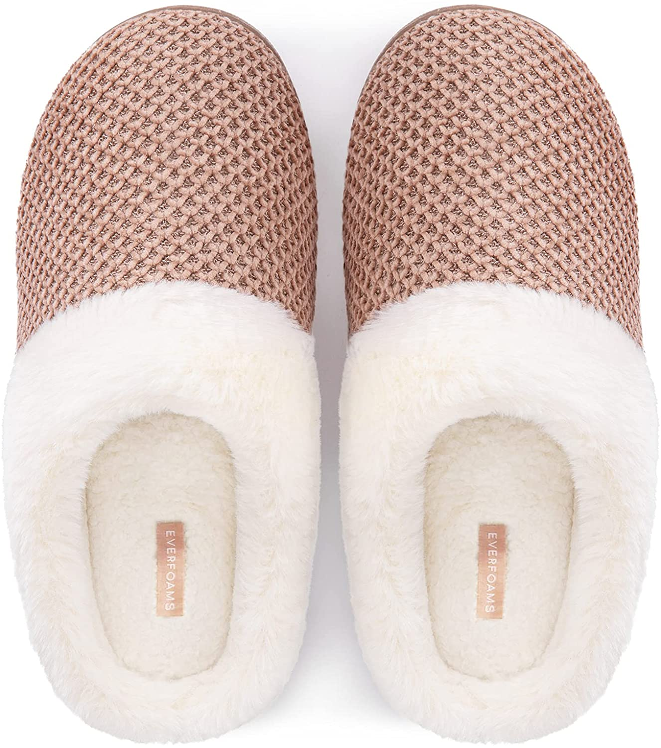 Everfoams Women'S Cozy Chenille Memory Foam Bedroom House Slippers