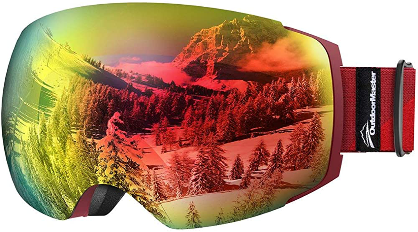 Outdoormaster Ski Goggles PRO - Frameless, Interchangeable Lens 100% UV400 Protection Snow Goggles for Men & Women