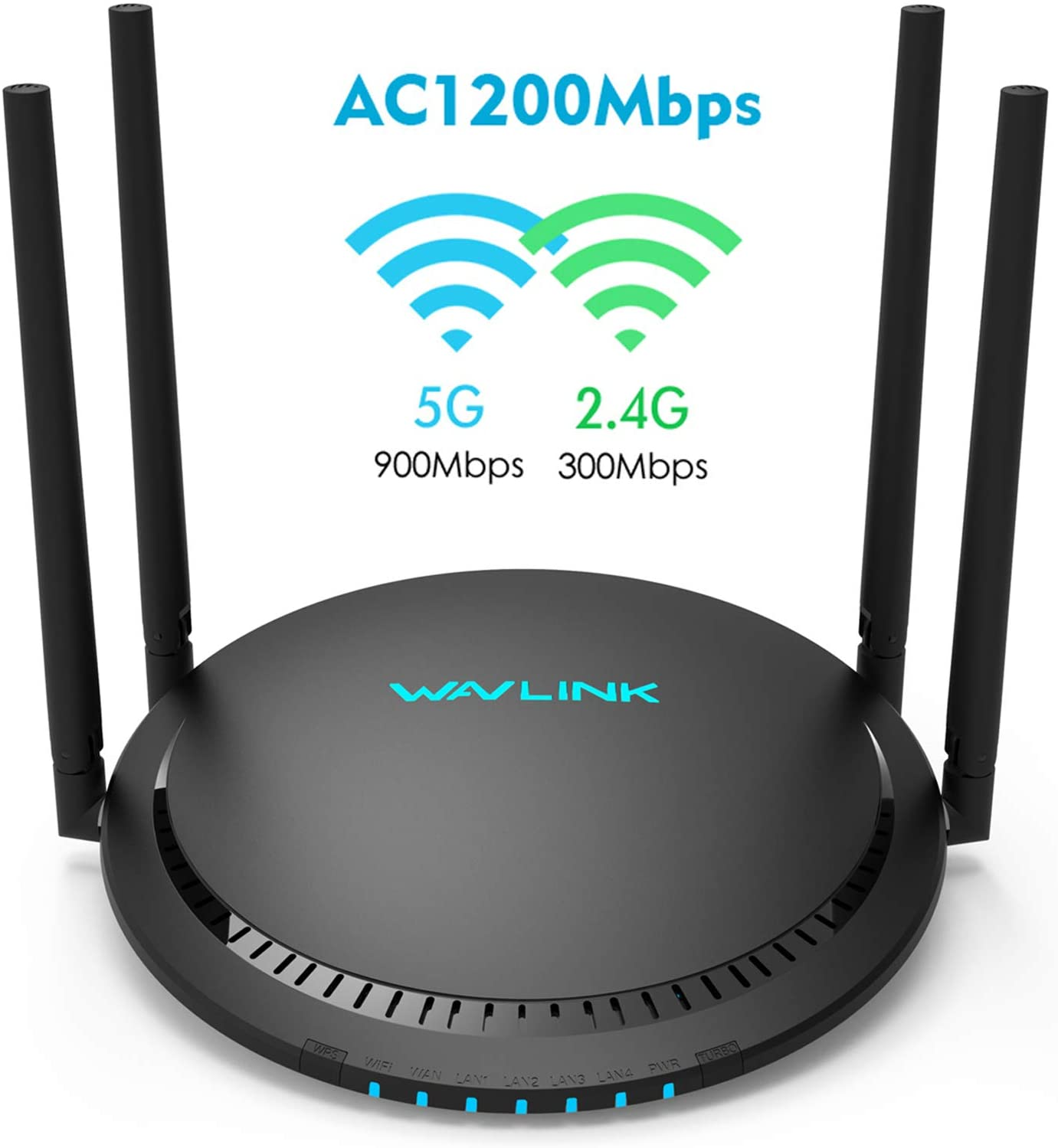 AC1200 Smart Wifi Router Dual Band Wireless Internet Router for Home,4 High-Performance Antennas for Strong Signal,Gigabit WAN Ports Wi-Fi Router,Supports Guest Wi-Fi,Wisp and AP Mode