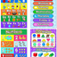 8 Educational Preschool Posters for Toddler and Kid Learning with 60 Glue Point Dot for Nursery Preschool Homeschool Kindergarten Classroom - Teach Numbers Alphabet Colors Months and More 16 x 11 Inch