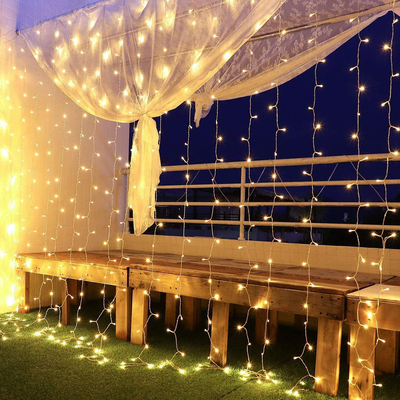 LE 306 LED Curtain Lights for Bedroom Wall Window Hanging Fairy String Lights for Wedding Backdrop Patio Birthday Party, Plug in Indoor Outdoor Decorative Dangling Vertical Twinkle Lights (10x10 ft)