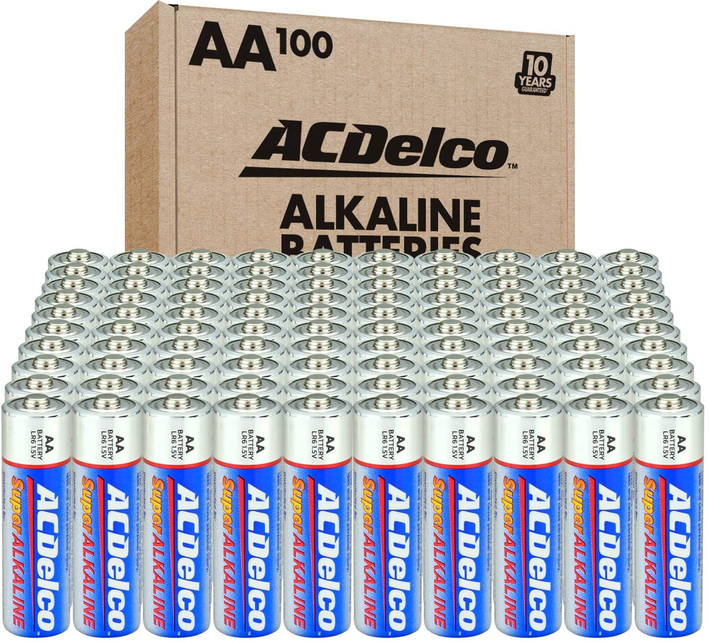 Acdelco  AA Batteries, Maximum Power Super Alkaline Battery, 10-Year Shelf Life, Recloseable Packaging, Blue