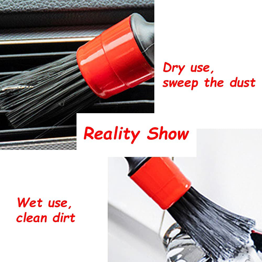 Auto Car Detailing Kit Interior Exterior - 5 Detail Brush, 3 Wire Brush, 3 Drill Brush, 2 Car Wash Sponge,1 Cone Sponge,1 Microfiber Mitt, 1 Automotive Air Vent Brush and Cloth