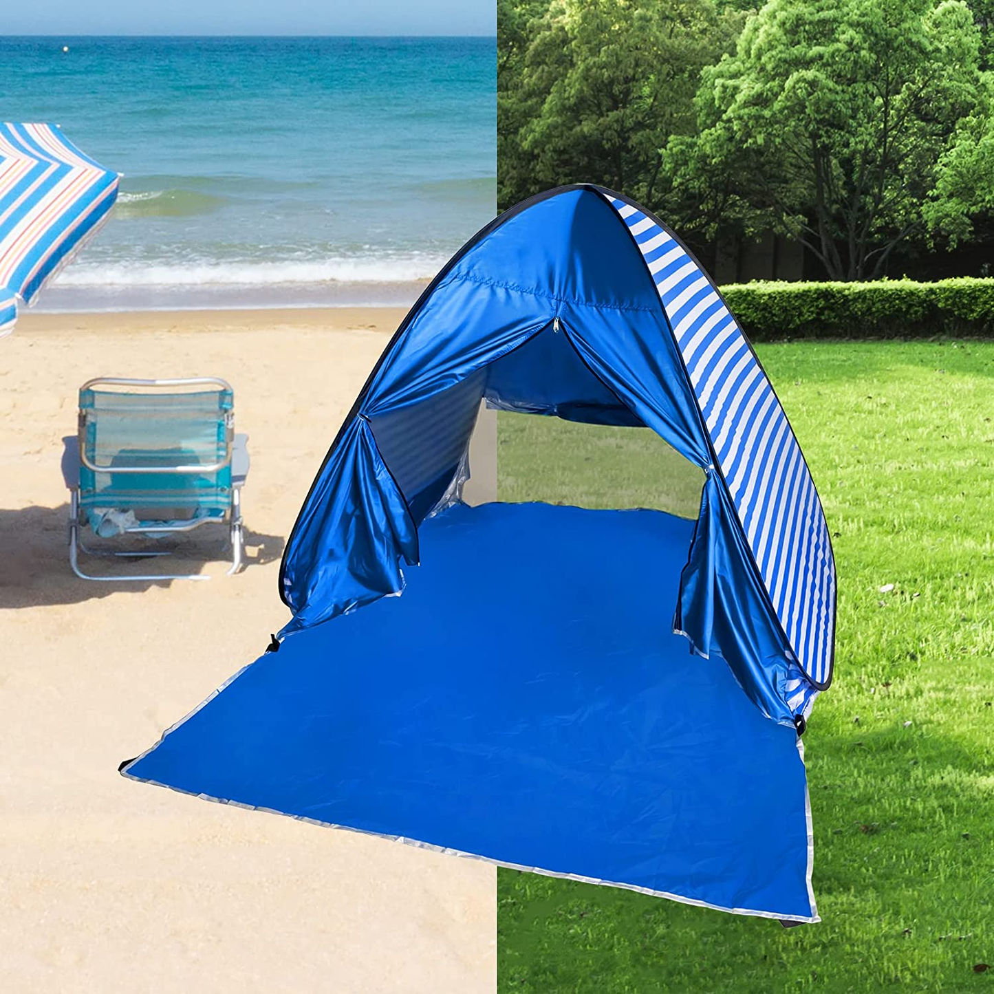 Pop up Shade Tent for Beach Sun Shelter Tents anti UV Instant Easy Outdoor 1-2 Person for Family Blue 59" X 64.8" X 43.3"/150*165*110Cm