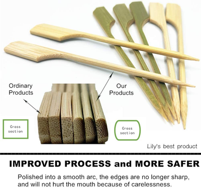 7 inch Bamboo wood wooden Paddle Picks Skewers for Cocktail，Fruit Kabobs，BBQ，Kitchen，Grilling，Barbeque Snacks.More Size Choices 3.5''/ 4.7''/ 7''/ 10'' (Pack of 100)