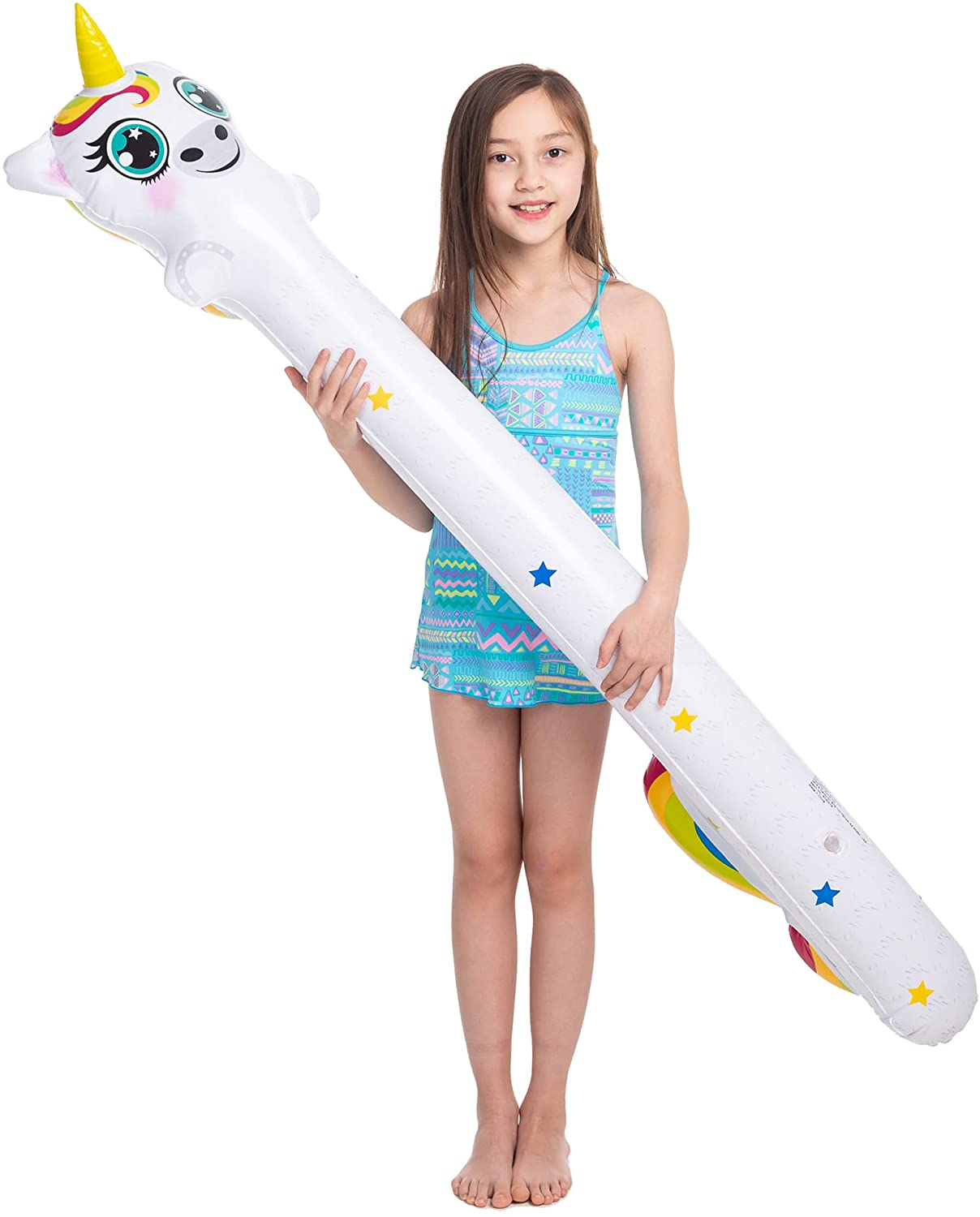 58" Inflatable Unicorn Noodle Pool Float – Swimming Noodle Float, Funny Inflatable Pool Toys for Kids, Unicorn Pool Noodle