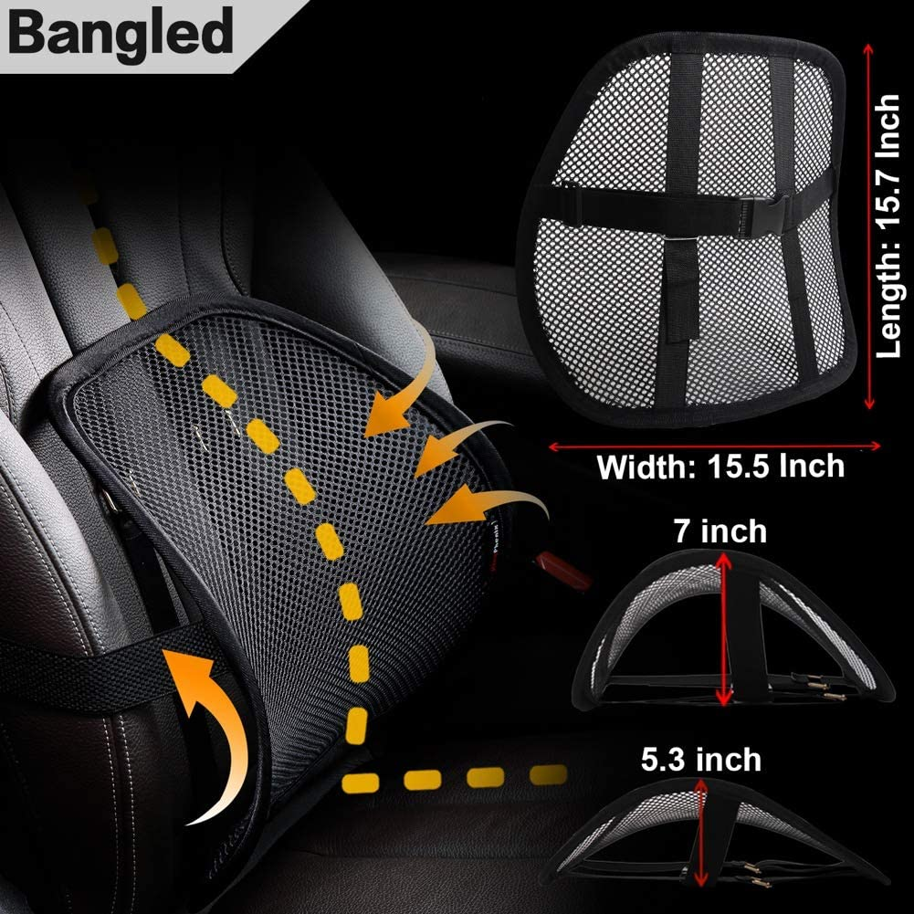Lumbar Support, Car Lumbar Support with Double Breathable Mesh, Back Lumbar Support for Car and Office Chair ( Black 2 Pack)
