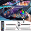 LivTee 12V Interior Car Lights, Newest Two-Line Design 4pcs 48 LED Multi DIY Color Music Under Dash Car Lighting Waterproof Kits with Wireless Remote & APP Control, Car Charger Included