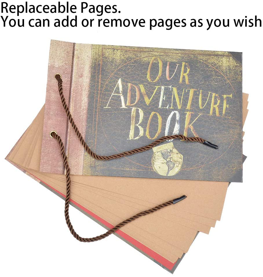 Photo Album Scrapbook, Our Adventure Book, DIY Handmade Album Scrapbook Movie up Travel Scrapbook for Anniversary, Wedding, Travelling, Baby Shower, Etc (Travel Scrapbook)