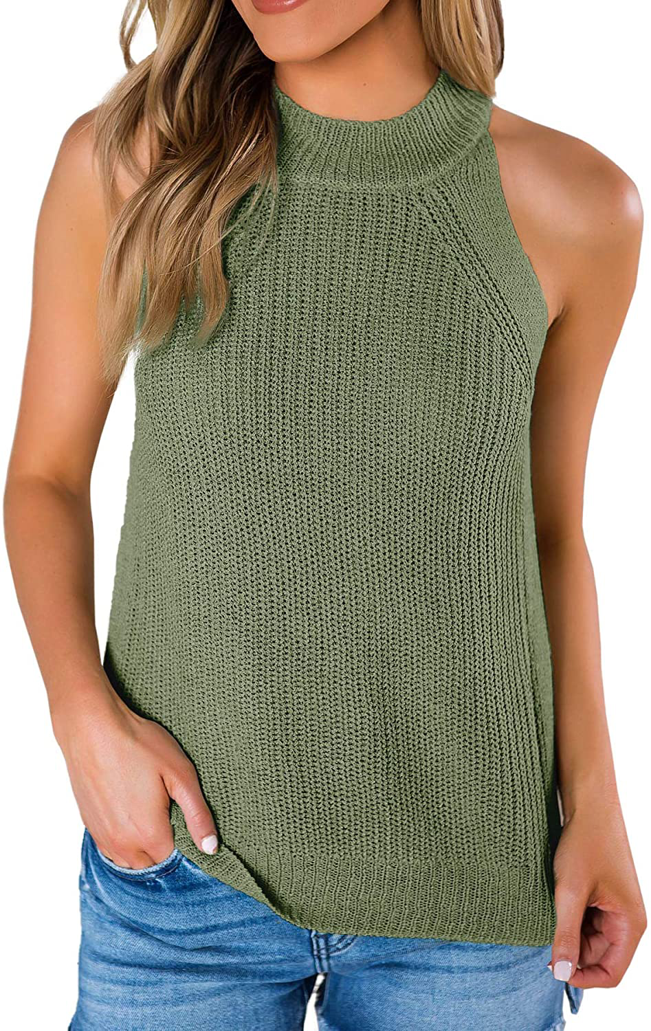 SySea Womens Summer Loose Knit Shirts Sleeveless Halter Neck Sweater Tank Tops