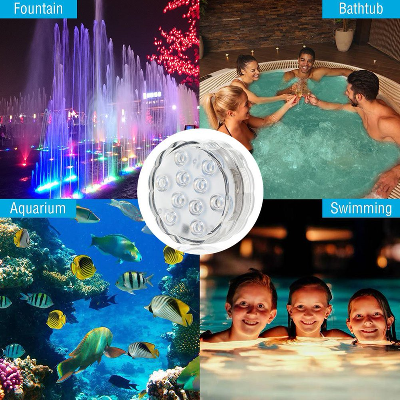 Set of 4 Submersible LED Lights - Waterproof - Wireless Remote Control